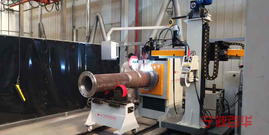 管道自动焊机用于燃气企业短管法兰焊接